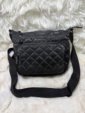 MZ Wallace Black Quilted Crossbody Bag with Front Pocket